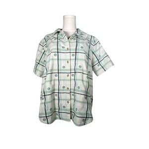 Classic Elements Mens Plaid Button Up Short Sleeve Shirt XL Cotton Casual Top‎